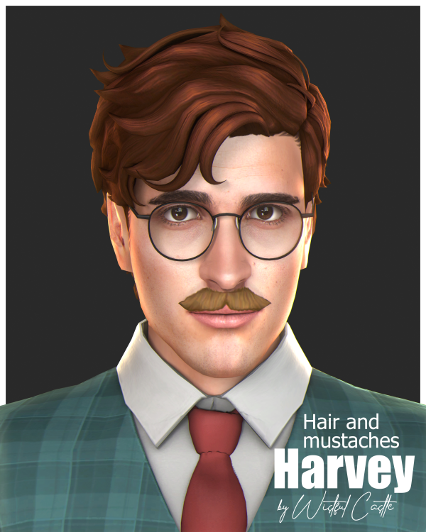 Maxis Match Harvey (Hair and Mustaches) by simsfinds - The Sims 4 Custom Content