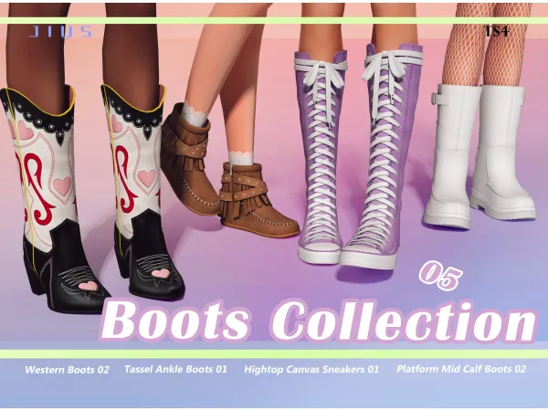 Mix Boots Collection 05 sims by simsfinds - The Sims 4 Custom Content