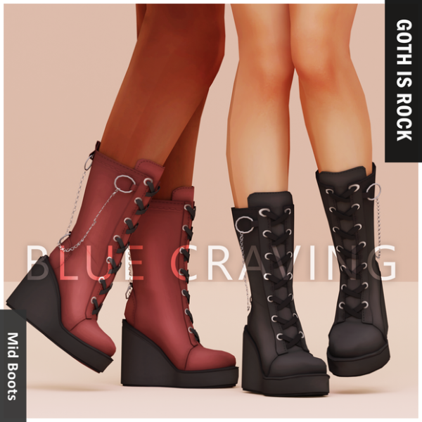 Mix Blue Craving Goth Mid Boots by bluecraving - The Sims 4 Custom Content