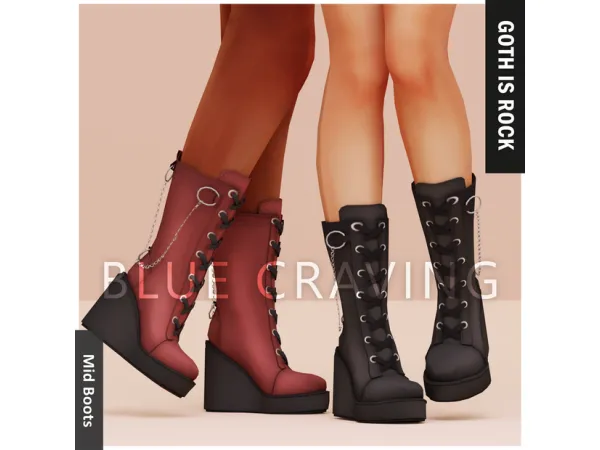 Mix Blue Craving Goth Mid Boots - The Sims 4 Custom Content