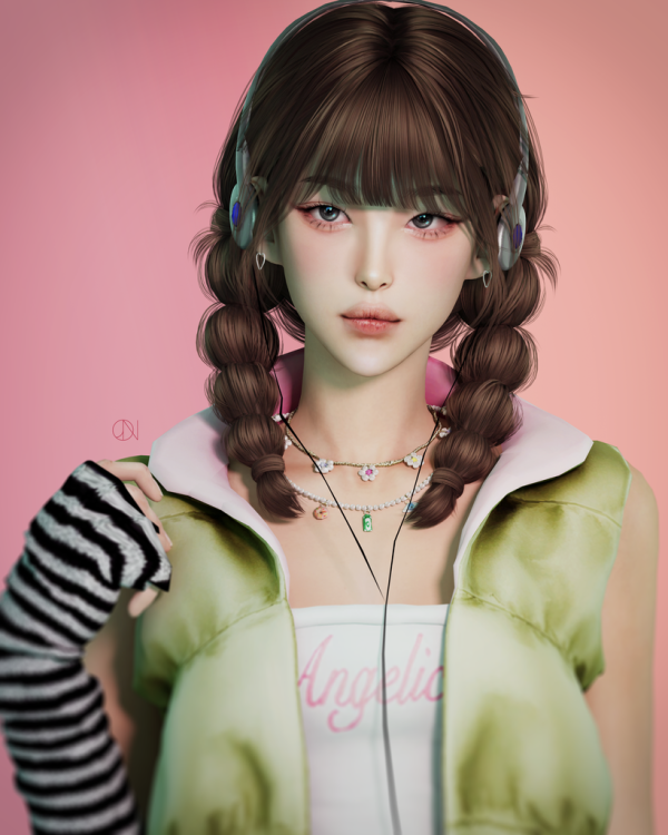 Alpha [JINO] HAIR N21 CHLOE by simsfinds - The Sims 4 Custom Content