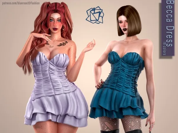 Alpha Becca Dress Brsims by bluerose-sims - The Sims 4 Custom Content