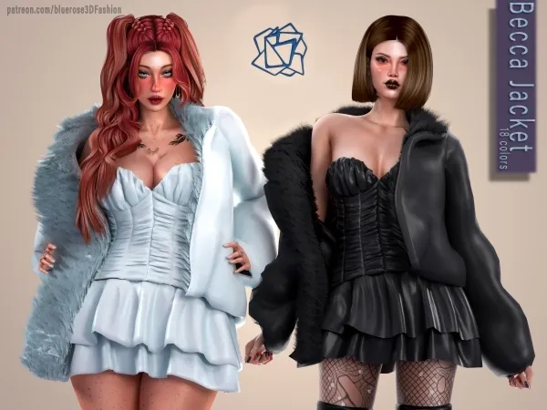 Alpha Becca Fur Jacket Brsims by bluerose-sims - The Sims 4 Custom Content