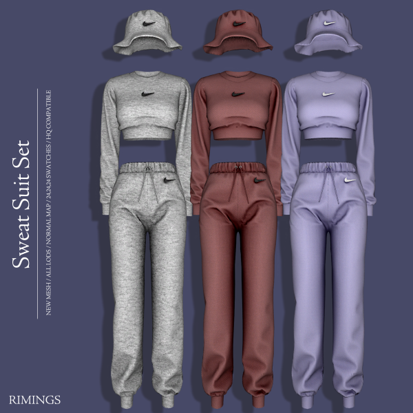 Alpha [RIMINGS] Sweat Suit Set by simsfinds - The Sims 4 Custom Content