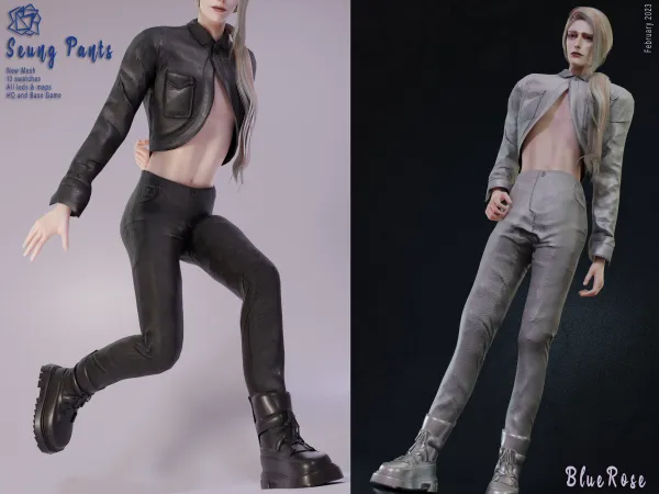 Alpha Seung Leather Pants BRsims by bluerose-sims - The Sims 4 Custom Content