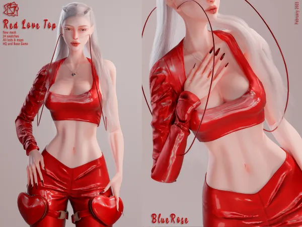 Alpha Red Love Top BRsims by bluerose-sims - The Sims 4 Custom Content