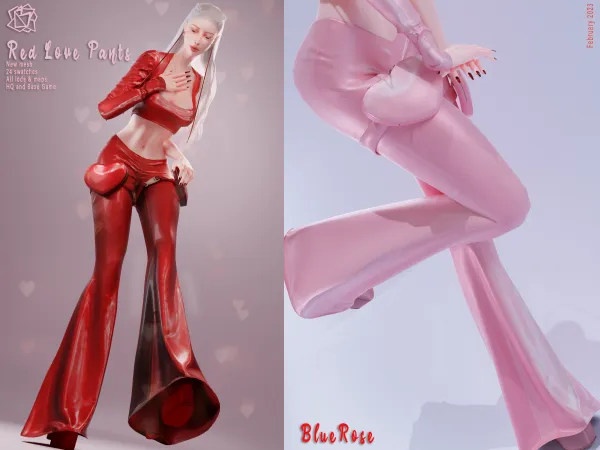 Alpha Red Love Pants BRsims by bluerose-sims - The Sims 4 Custom Content