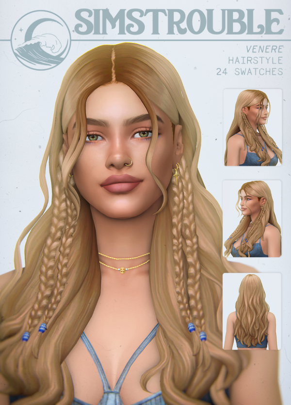 Maxis Match Venere Hairstyle by simsfinds - The Sims 4 Custom Content