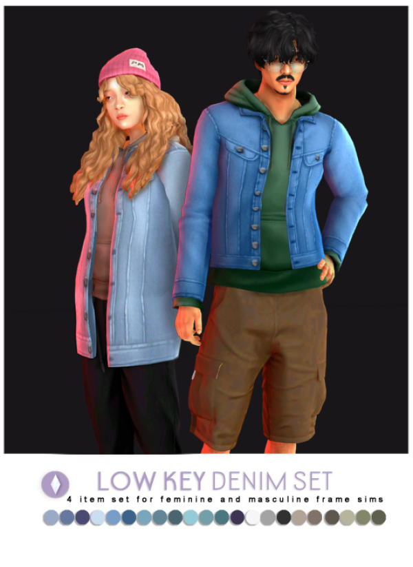 Maxis Match Low Key Denim Set by simsfinds - The Sims 4 Custom Content