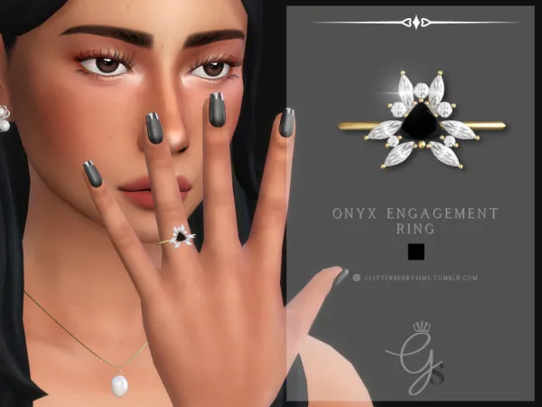 Mix Onyx Engagement Ring by Glitterberry Sims - The Sims 4 Custom Content