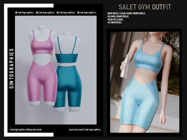 Alpha Salet Gym Outfit by simtographies - The Sims 4 Custom Content