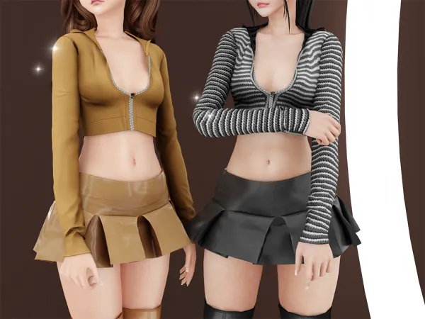 Alpha Bambi leather skirt Bangbang hoodie Babyetears by babyetears - The Sims 4 Custom Content