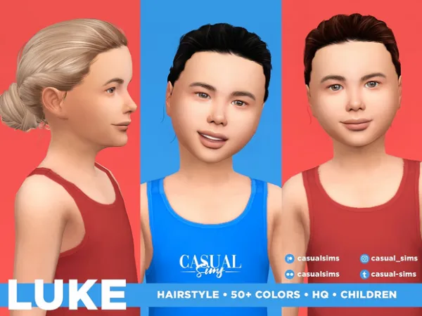 Alpha Luke Hairstyle for Children by casualsims - The Sims 4 Custom Content