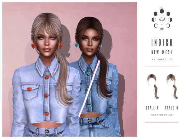 Alpha nightcrawler indigo hair by nightcrawler - The Sims 4 Custom Content