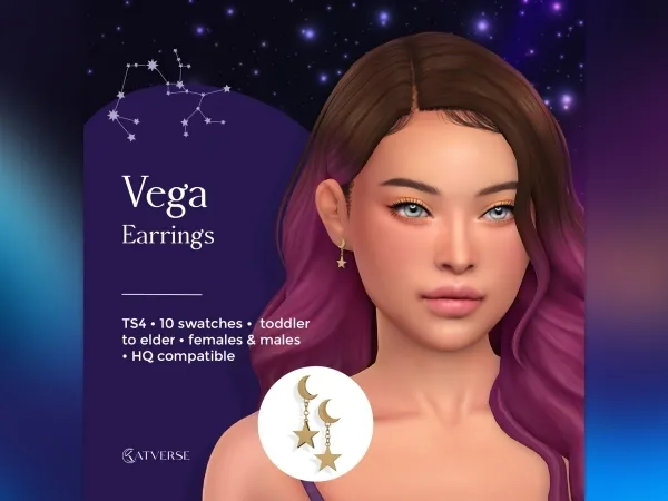 Mix Vega Earrings by katverse - The Sims 4 Custom Content