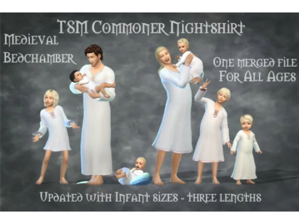Maxis Match TSM Commoner Nightshirt updated with Infant sizes by simsfinds - The Sims 4 Custom Content