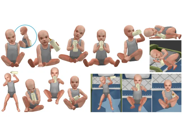 Mix Baby Bottle (ACC) Baby Bottle Pose (Toddler lnfant) - The Sims 4 Custom Content