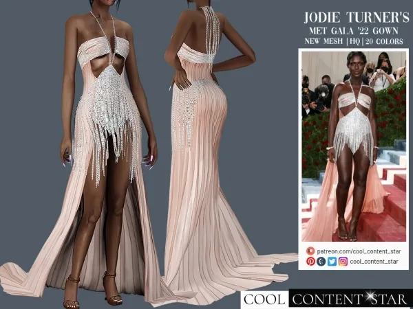 Alpha Jodie Turner Smith'S Gown from Met Gala cool_content_star by cool_content_star - The Sims 4 custom content
