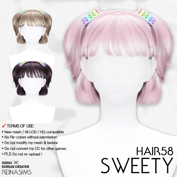 Alpha Reina_TS4_58_Sweety hair hairpin by simsfinds - The Sims 4 Custom Content