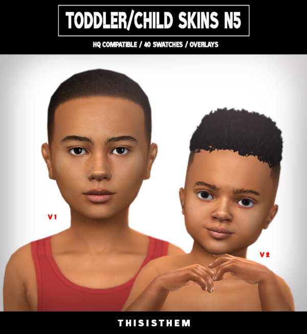 Alpha ToddlerChild Skins N5 by thisisthem - The Sims 4 Custom Content