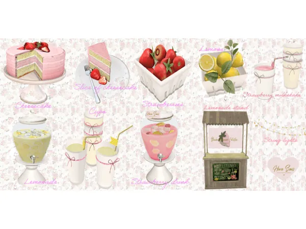 Mix Strawberry lemonade stand by herasims4 - The Sims 4 Custom Content