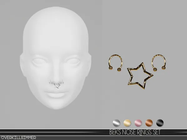 Alpha Beks nose rings set by overkillsimmer - The Sims 4 Custom Content