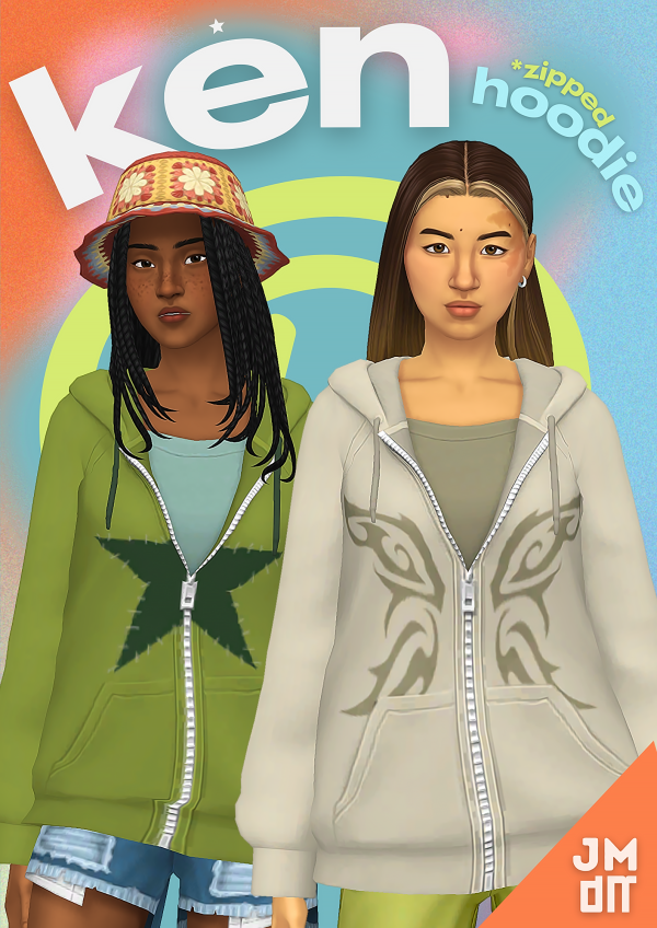 Maxis Match KEN ZIPPED HOODIE by simsfinds - The Sims 4 Custom Content