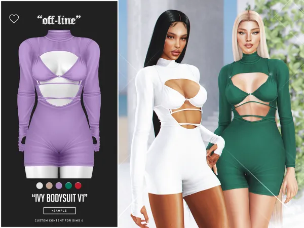 Alpha Off Line Ivy Bodysuit V1 (Sample) by bergdorfsims - The Sims 4 Custom Content