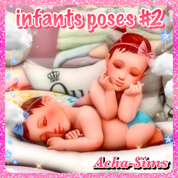Maxis Match Acha infants poses 2 (pair) by simsfinds - The Sims 4 Custom Content