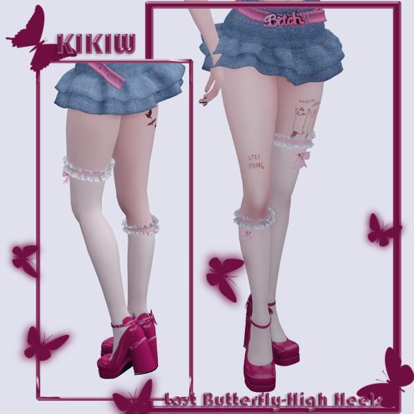 Alpha [KIKIW]Lost Butterfly High Heels by simsfinds - The Sims 4 Custom Content