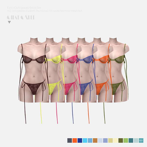Alpha Fanci Club Sweaty Bikini Set by simsfinds - The Sims 4 Custom Content