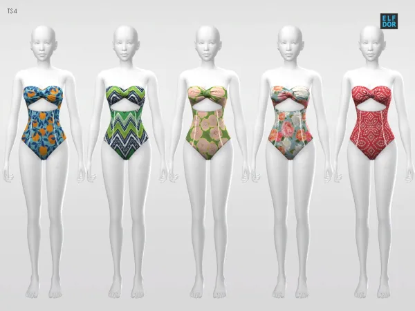 Maxis Match Spring Swimsuit top and body version included by elfdor - The Sims 4 Custom Content