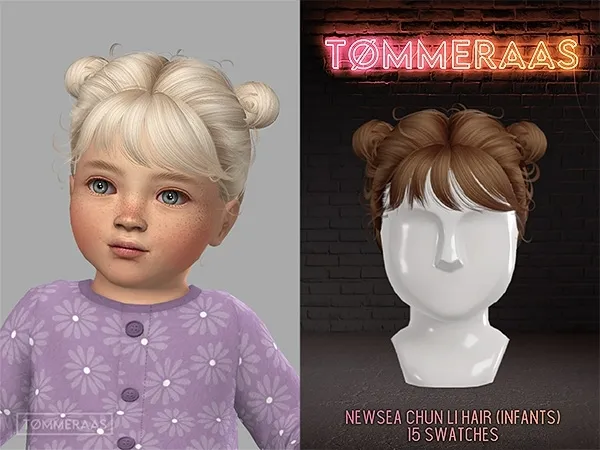 Alpha TØMMERAAS Chun Li Hair Newsea Infant Conversion (#42) - The Sims 4 custom content