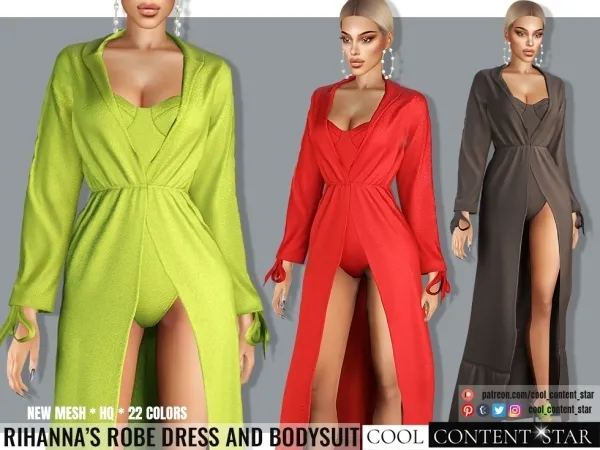 Alpha Rihanna Robe Dress and bodysuit from MTV Awards cool_content_star by cool_content_star - The Sims 4 Custom Content