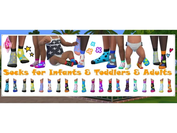 Maxis Match Socks for Infants Toddlers Adults Part 2 by simsfinds - The Sims 4 Custom Content
