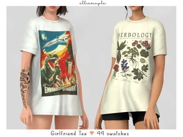 Alpha Elliesimple Girlfriend Tee (Self Love Collection) by elliesimple - The Sims 4 Custom Content