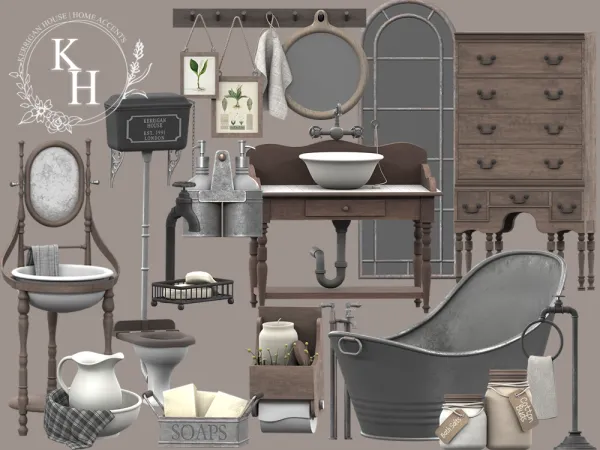 Alpha [khd] linen bathroom set by kerriganhouse - The Sims 4 Custom Content