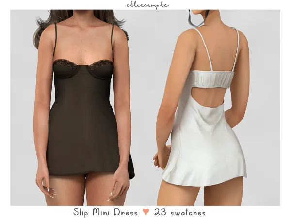 Alpha Elliesimple Slip Mini Dress (Self Love Collection) by elliesimple - The Sims 4 Custom Content