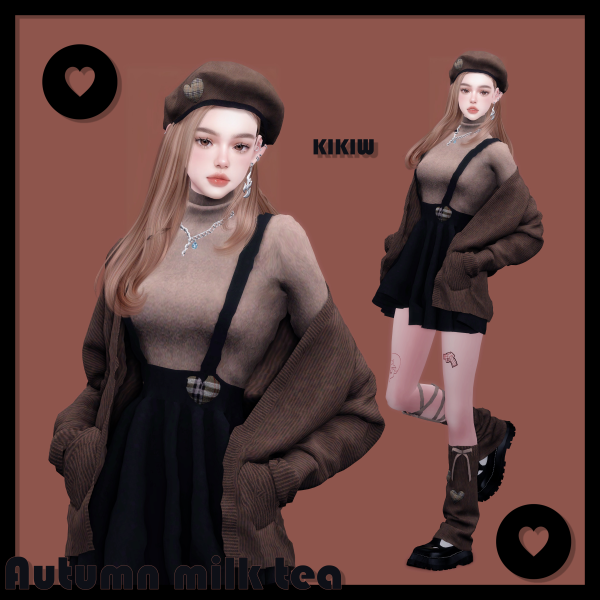 Alpha [KIKIW]Autumn milk tea by simsfinds - The Sims 4 Custom Content