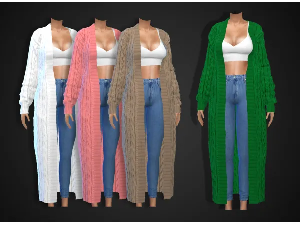 Alpha long knit Сardigan by fusionstylesims4 - The Sims 4 Custom Content