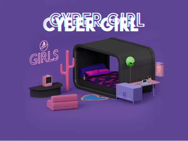 Mix Cyber Girl Set by simsfinds - The Sims 4 Custom Content
