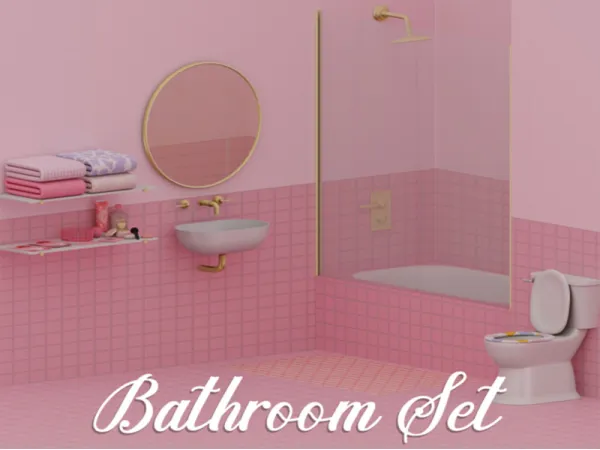 Alpha Bathroom Set by simsfinds - The Sims 4 Custom Content