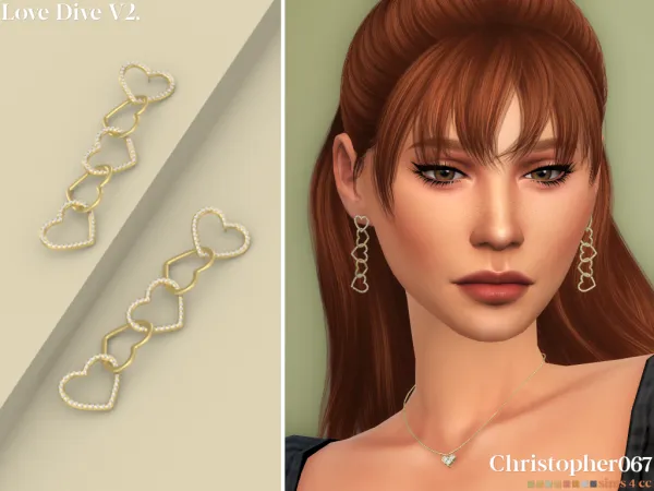Mix LOVE DIVE EARRINGS V2 by simsfinds - The Sims 4 Custom Content