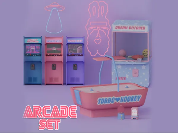 Mix Arcade Set by simsfinds - The Sims 4 Custom Content