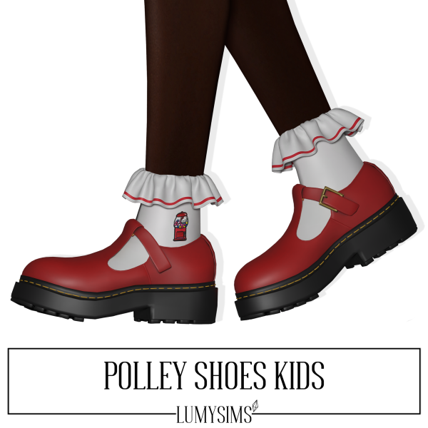 Alpha POLLEY SHOES KIDS FRILL SOCKS VERSION by lumysims - The Sims 4 Custom Content