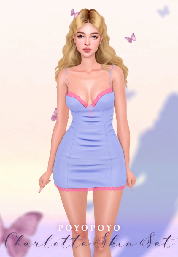 Mix Charlotte Skin Set LIPS N27 HIGHLIGHTER N3 BLUSH N7 by simsfinds - The Sims 4 Custom Content