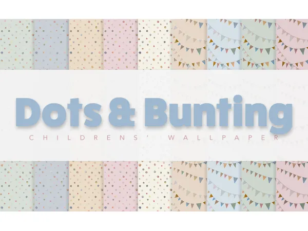 Maxis Match Dots & Bunting Children's Wallpaper by simsfinds - The Sims 4 custom content
