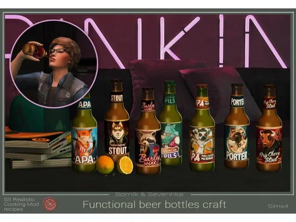 Maxis Match Functional Craft Beer in bottles by simsfinds - The Sims 4 Custom Content
