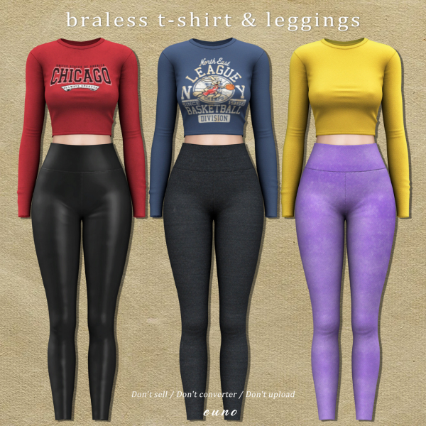 Alpha braless t shirt Leggings by simsfinds - The Sims 4 Custom Content