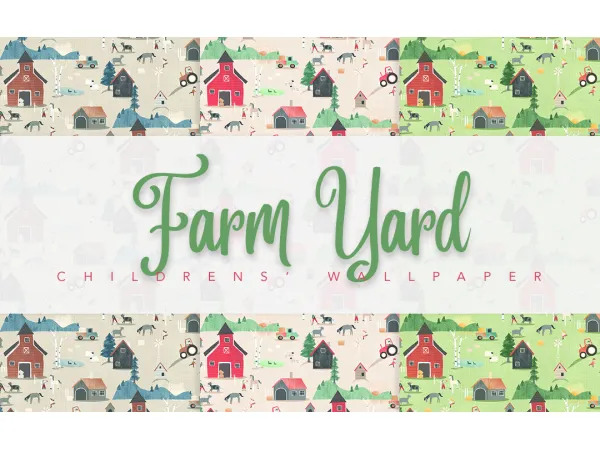 Maxis Match Farm Yard Children's Wallpaper by simsfinds - The Sims 4 custom content